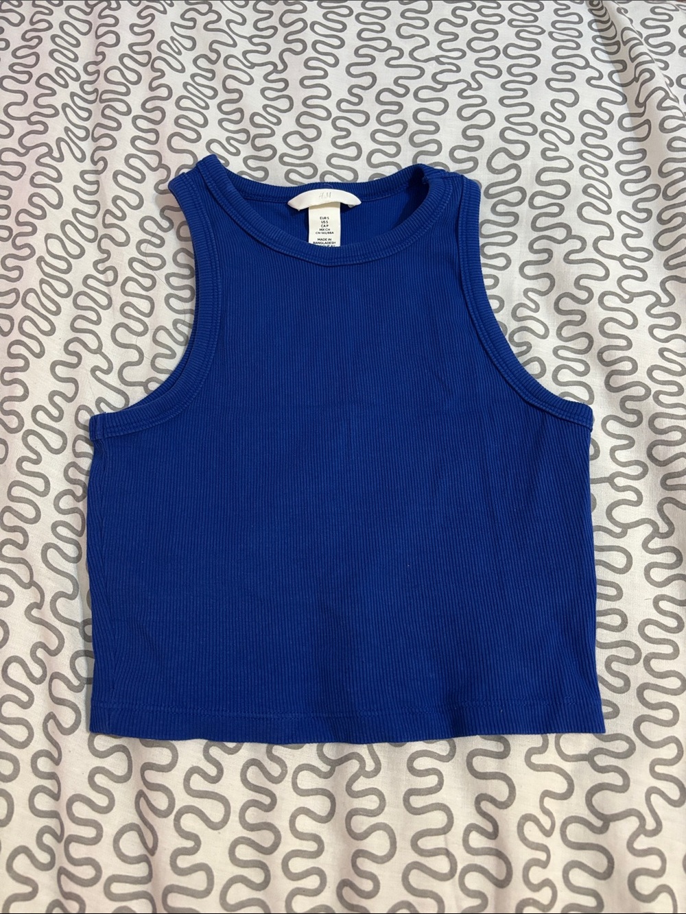 H&M Cobalt Blue Ribbed Crop Tank Top